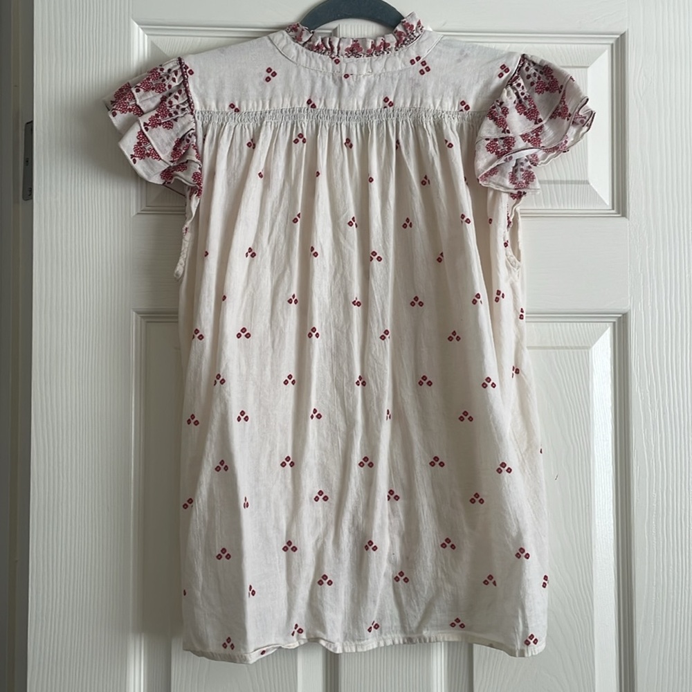 M.A.B.E SS button down ruffle sleeve blouse size M - Picture 5 of 8